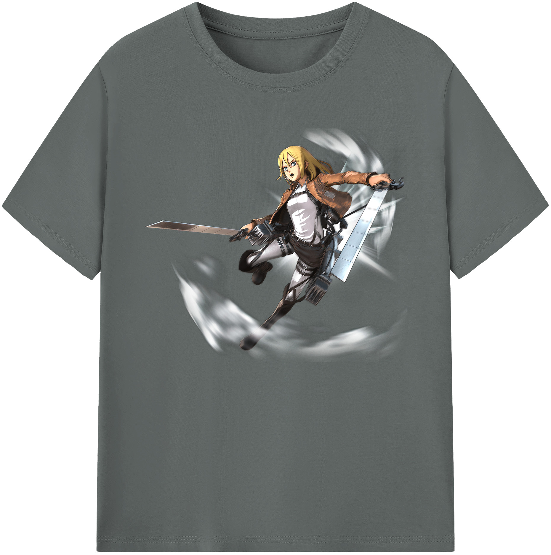 （画像用） 進撃の巨人 クリスタ·レンズ Attack on Titan Christa Lenz 綿100％ メンズ半袖Tシャツ｜肌触りやわらか＆通気性